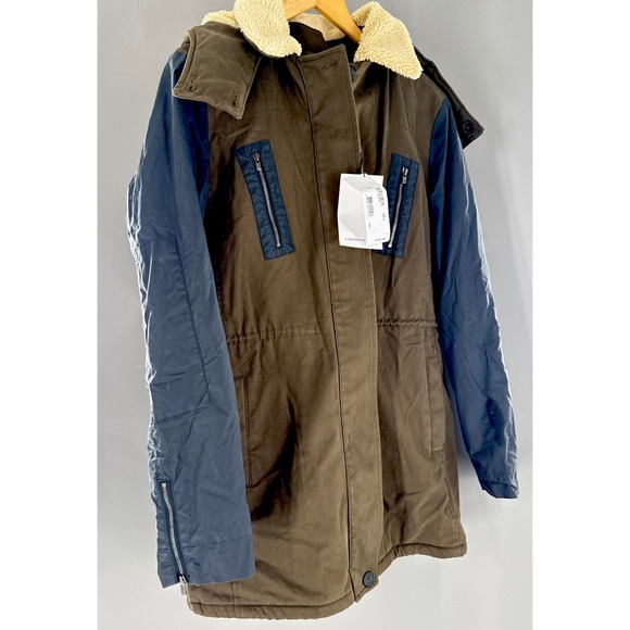 Lacoste Women Coat Jacket Sherpa Lined Hooded Full Zip Originally $485 Size 6 - Picture 4 of 9